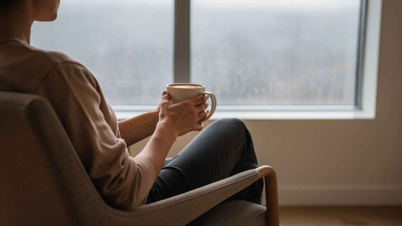 Масала чай лате: индийската подправена класика Човек, който релаксира с чаша топъл чай в ръце до прозореца.